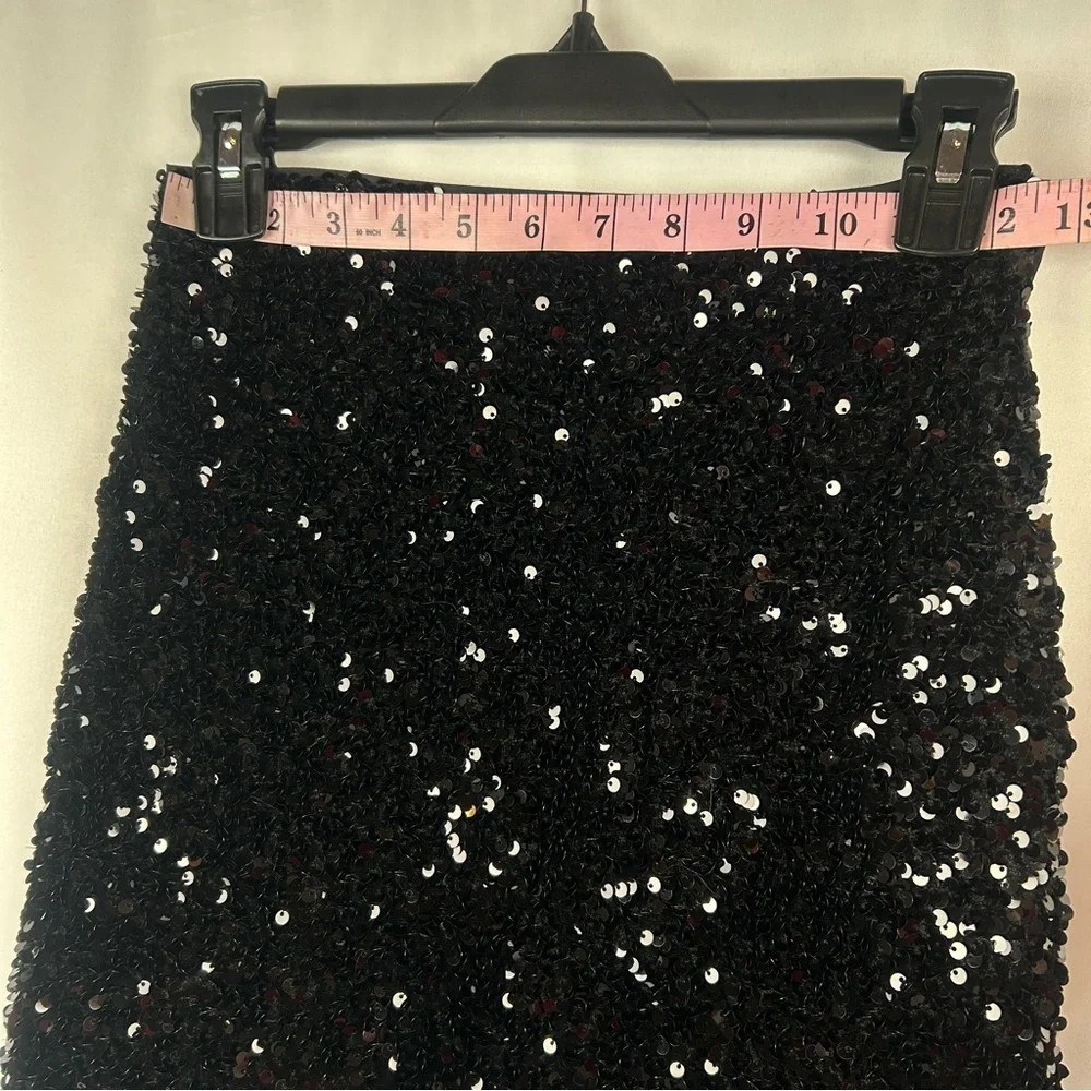 H&M Black Sparkle Shiny Sequin Mini Skirt Size 2